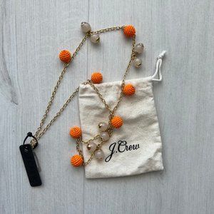 NWT J CREW Beaded ball necklace Orange Seed Beads Blush Acrylic Beads Brass w je